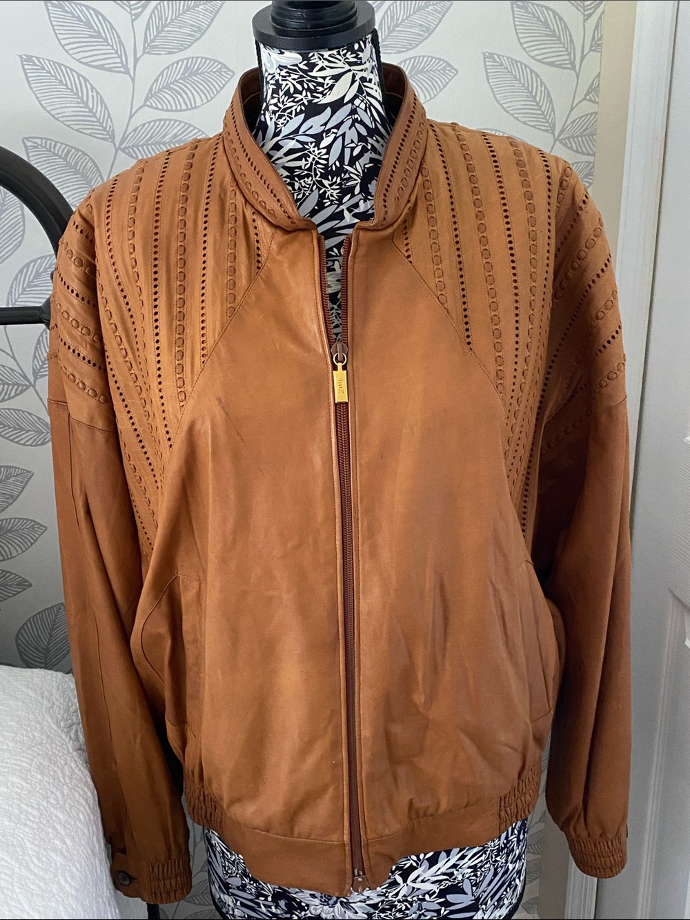 Zilli Luxury Vintage Leather Custom Bomber Jacket w/ Silk Lining made in France